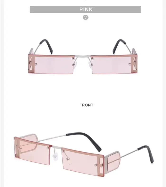 Mimiyou – lunettes de soleil rectangulaires sans bords pour hommes et femmes, rétro, métal, Punk, pi