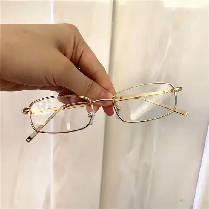 Y2K – lunettes Vintage à monture métallique carrée, demi-monture pour filles, Chic, décoration de fê
