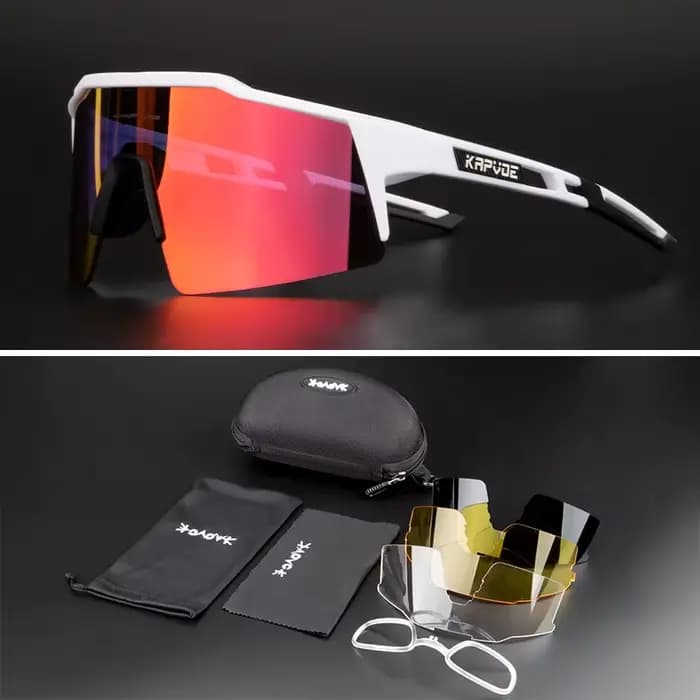 Lunettes de soleil polarisées à 4 lentilles pour hommes et femmes, lunettes de sport, vélo de route,