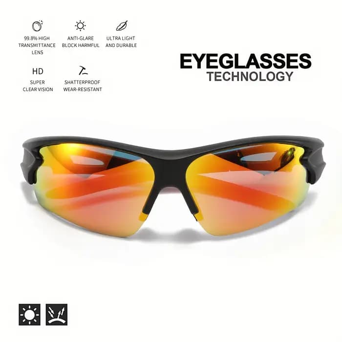 2 pièces nouvelles lunettes de soleil de sport enveloppantes semi-sans monture légères pour le cycli