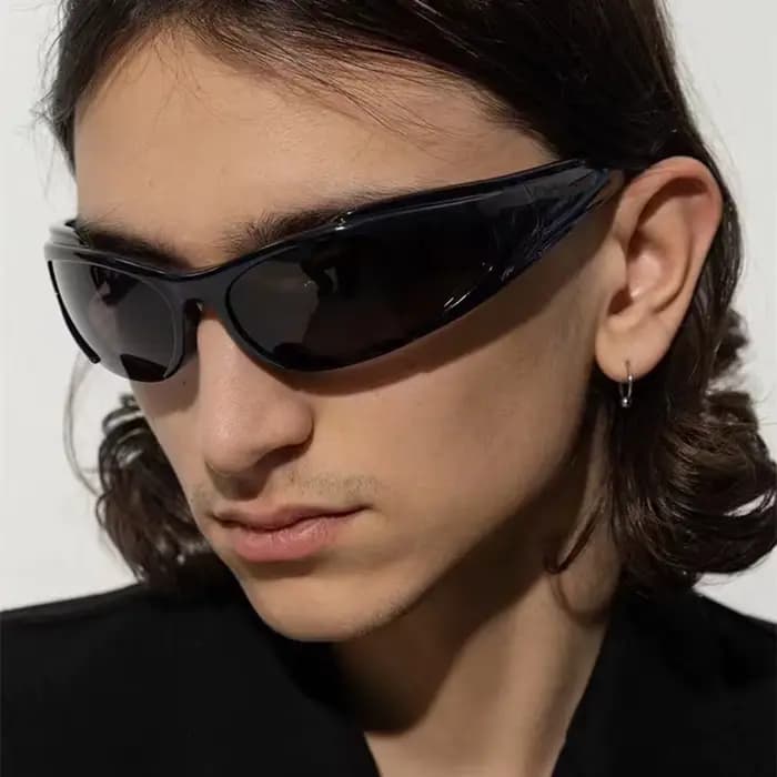 Y2k – lunettes de soleil Vintage Punk pour hommes et femmes, verres miroir ovales rétro, lunettes de