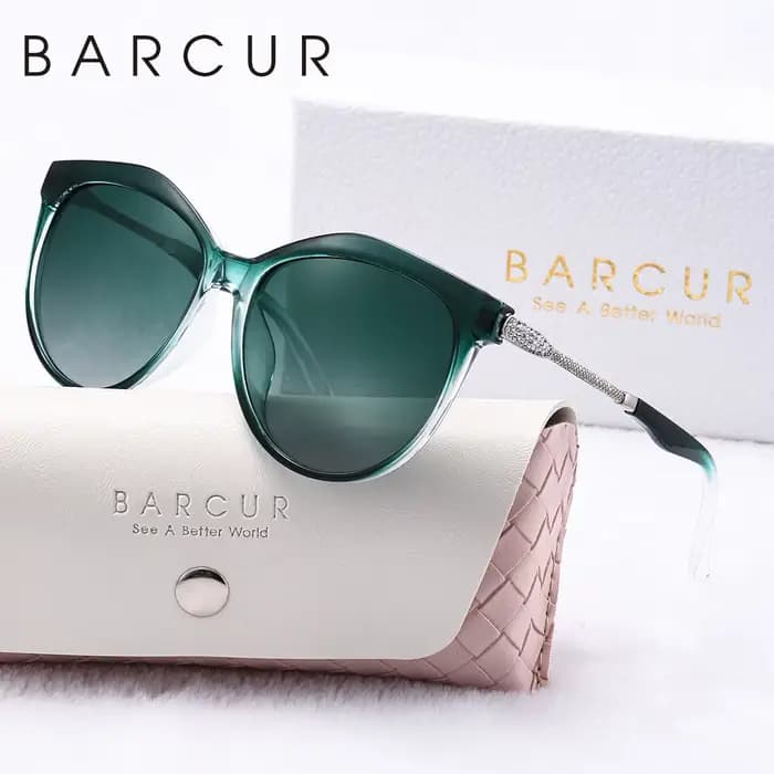BARCUR lunettes de soleil rondes polarisées mode Ultra léger oeil de chat cadre PC plusieurs couleur
