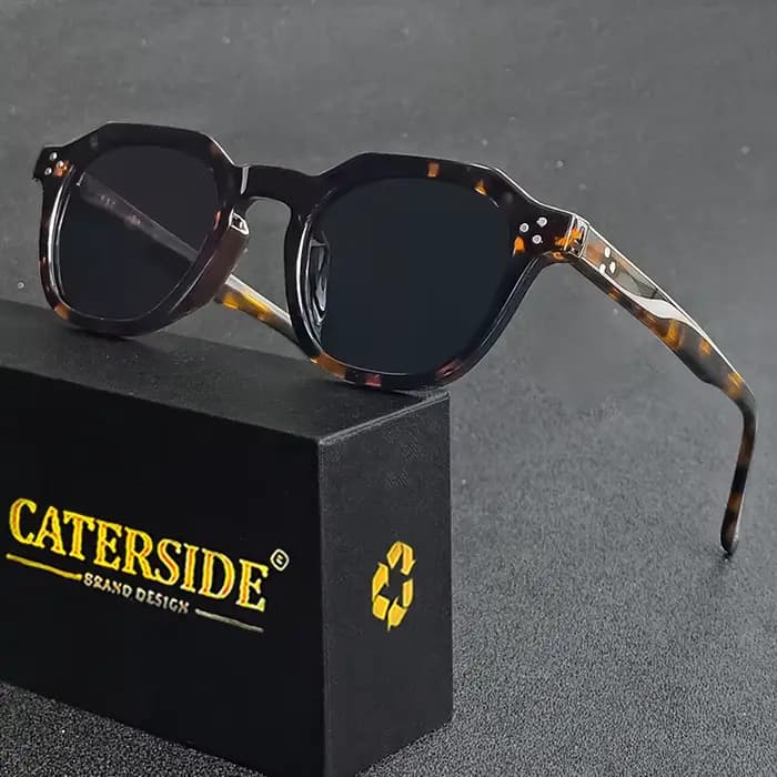 CATERSIDE rétro lunettes de soleil polarisées hommes acétate Temple/TR cadre polygone femmes lunette