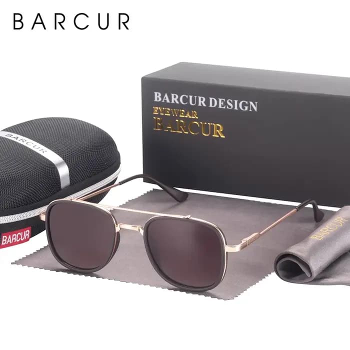 BARCUR-Lunettes de soleil carrées polarisées pour hommes et femmes, lunettes de soleil classiques, a