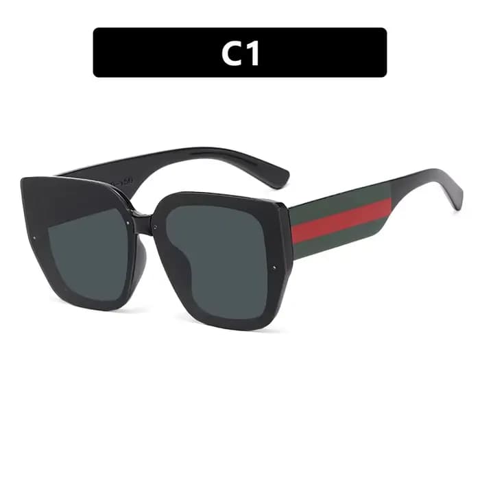 Lunettes de soleil à grande monture pour femmes et hommes, en plastique polygonal, Style de marque c