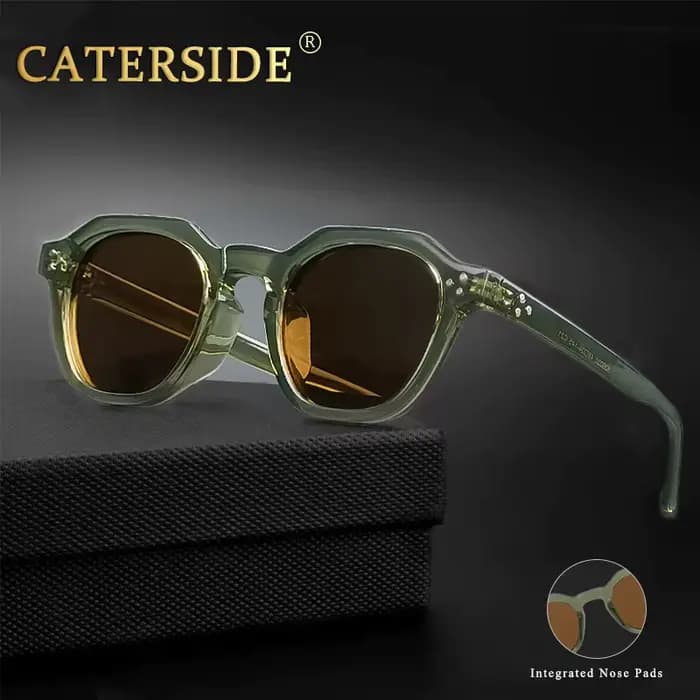 CATERSIDE rétro lunettes de soleil polarisées hommes ultraléger TR90 cadre polygone lunettes de sole