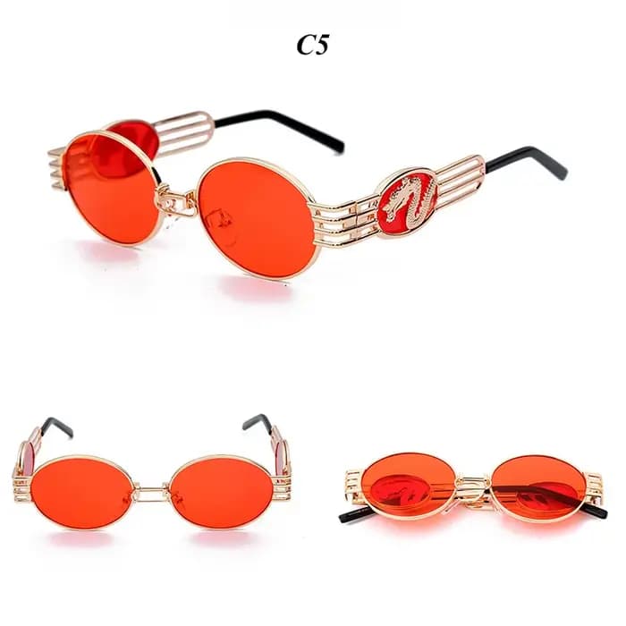 Lunettes de soleil ovales en alliage Mimiyou pour hommes, style punk, motif dragon chinois, lunettes