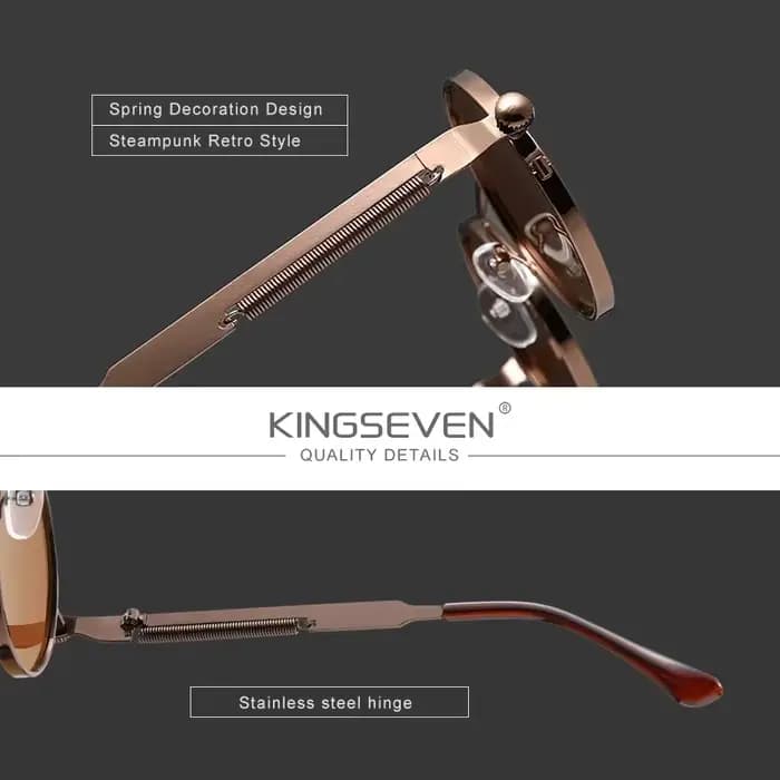 KINGSEVEN – lunettes de soleil polarisées rondes Steampunk pour hommes et femmes, en matériau inoxyd