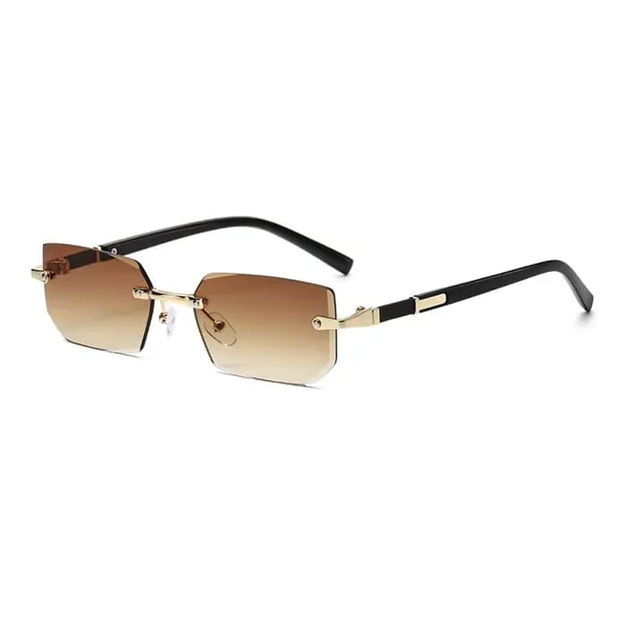 Lunettes de soleil sans monture tendance pour hommes et femmes, verres de soleil rectangulaires sans