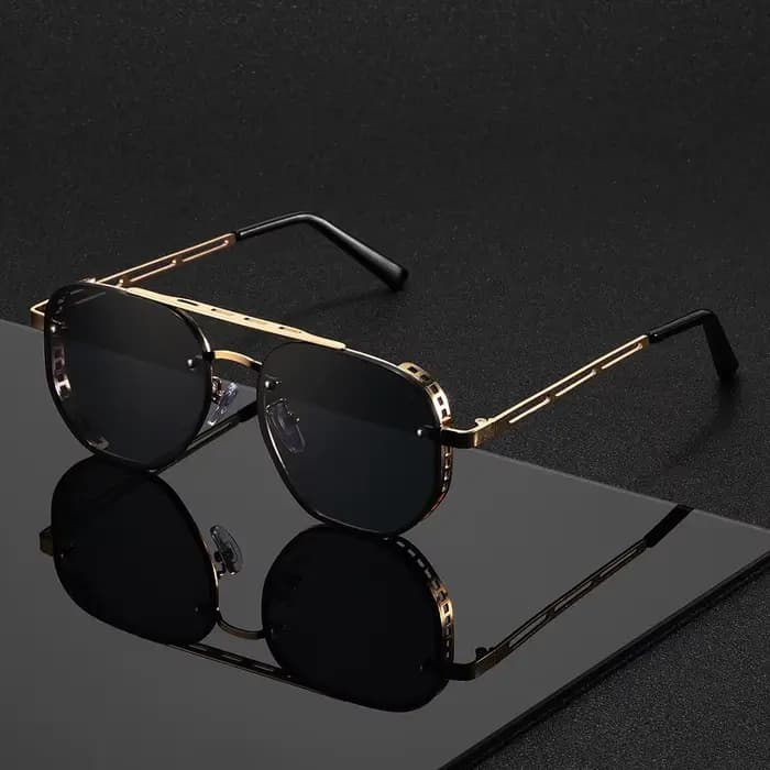 Lunettes de soleil classiques et tendance à double barre en métal, lunettes de soleil haut de gamme,