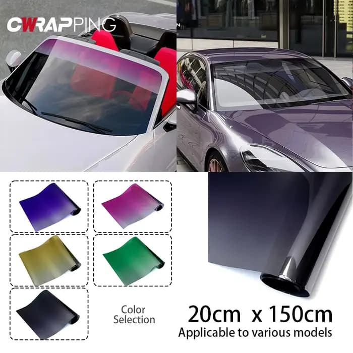 Film solaire pour pare-brise de voiture 20cmx150cm, film teinté pour vitres, vinyle auto-adhésif pou