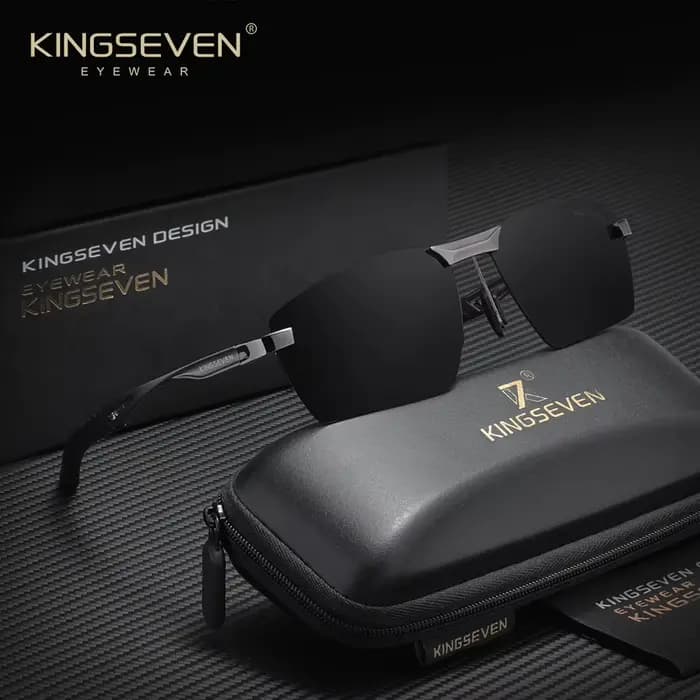 KINGSEVEN Lunettes de soleil polarisées sans monture en aluminium pour hommes, protection UV400, sty