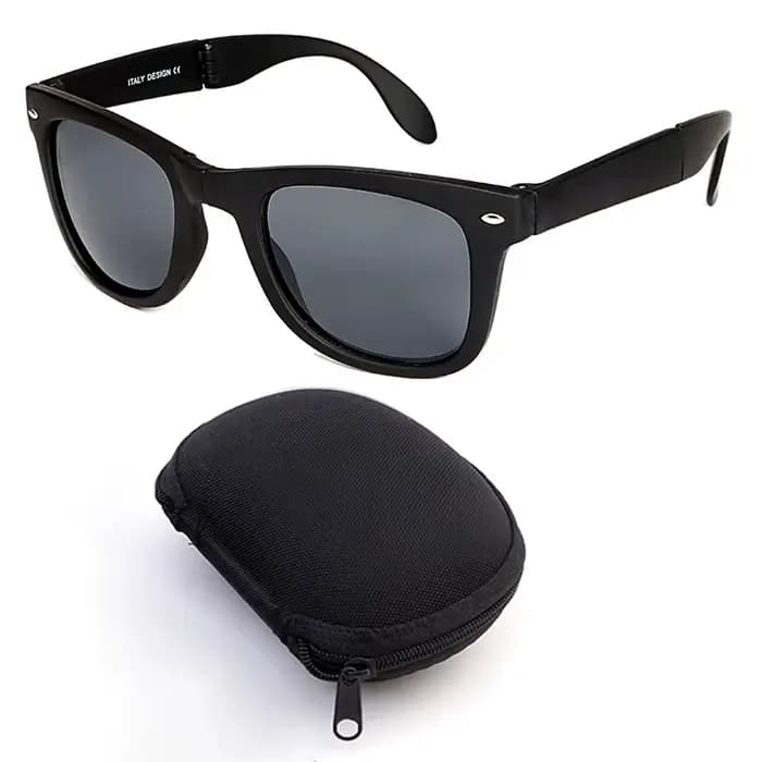 Lunettes de soleil portables et pliables avec étui, verres UV400 AC, design antidérapant, lunettes d