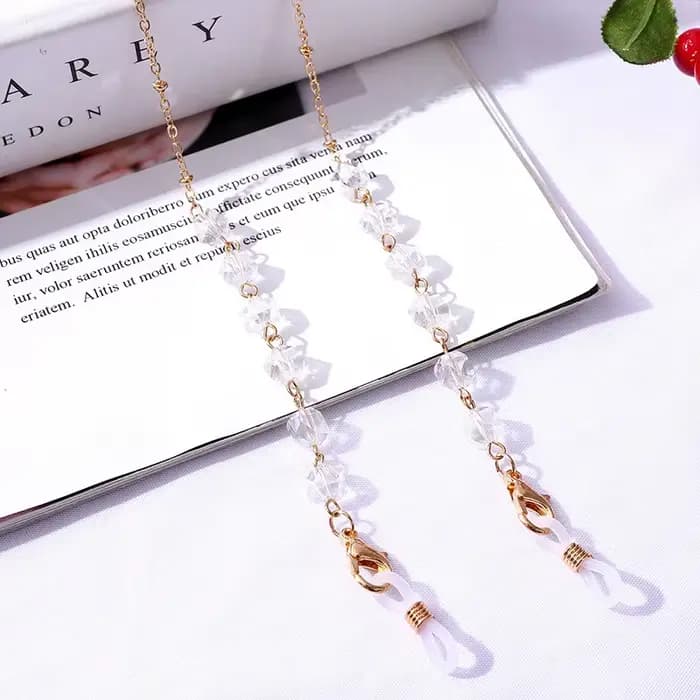 Lunettes de soleil en perles de cristal pour femmes, style bohème, cordon, masque facial, sangle de