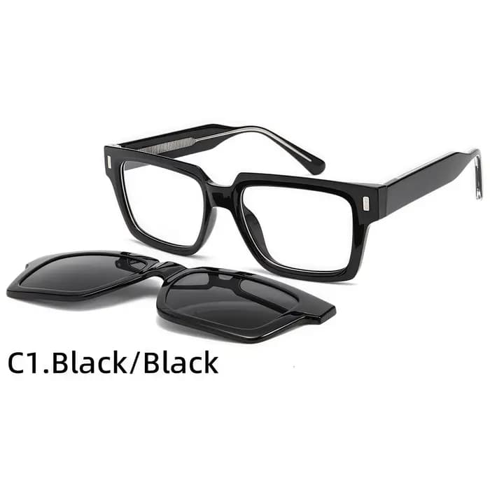 Monture de lunettes à clip magnétique épaisse pour lunettes d'homme, lunettes de soleil polarisées c
