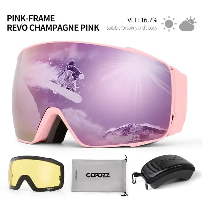 Copozz lunettes de Ski polarisées magnétiques Anti-buée hiver Double couche Protection UV400 hommes