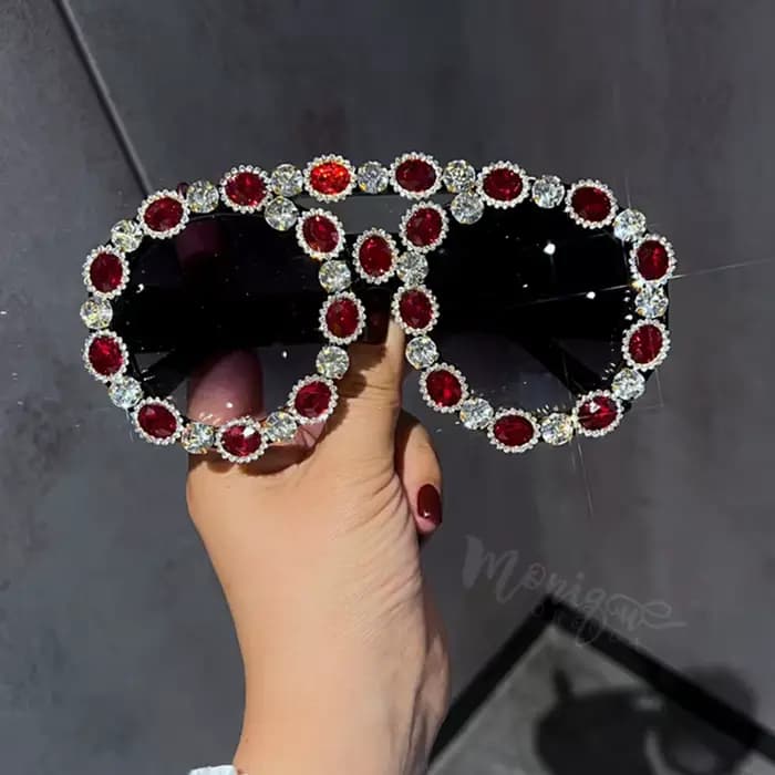 Lunettes de soleil Vintage surdimensionnées pour femmes, lunettes de soleil de luxe en diamant vert,