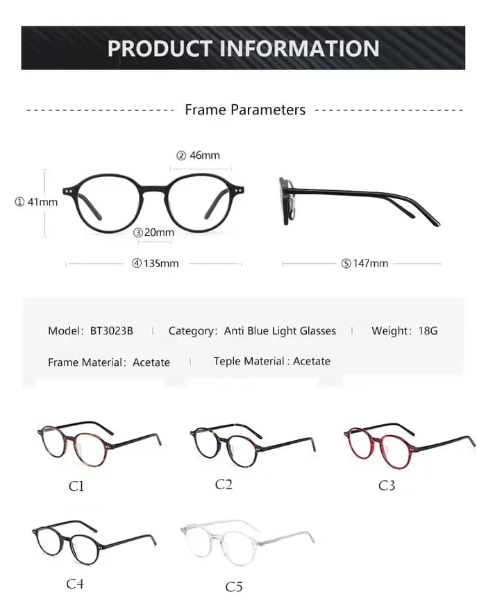 ZENOTTIC unisexe ultraléger acétate lunettes rondes Anti lumière bleue bloquant les lunettes d'ordin