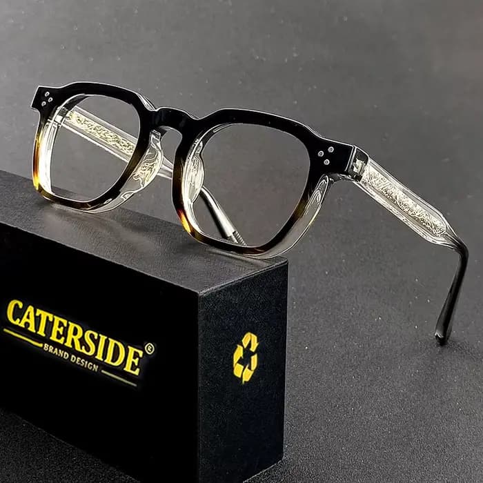 Caterside Nouvelles Lunettes Carrées Plates pour Hommes et Femmes, Monture Rétro en TR, Lunettes de