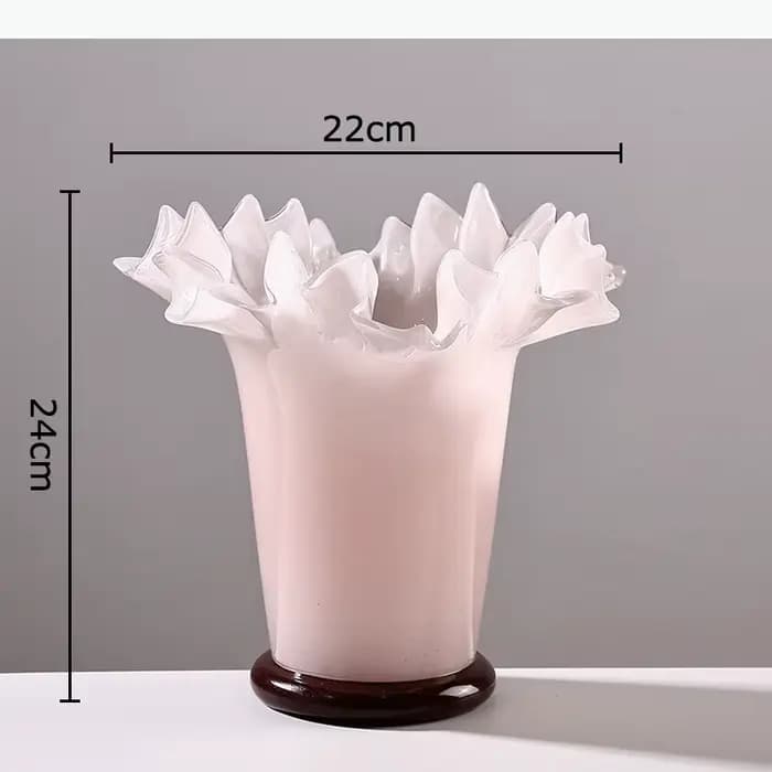 Vase en verre décoratif à bordure en feuille de lotus, pots pour plantes hydroponiques, décoration d