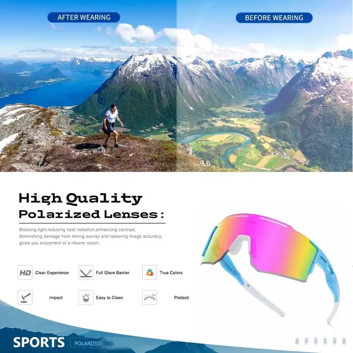 Lunettes de soleil polarisées pour hommes et femmes, lunettes de soleil de baseball et de softball p
