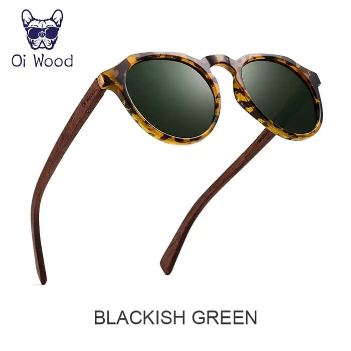 Oi bois lunettes de soleil femmes hommes lunettes de soleil noyer bois rond lunettes rouge lentilleo