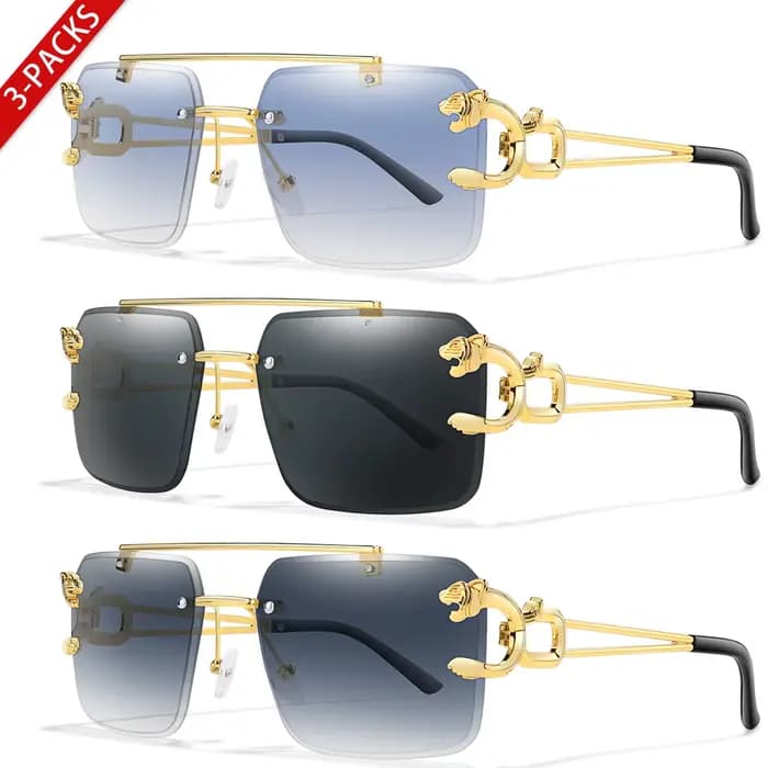 3 paires de lunettes de soleil imprimé léopard, branches métalliques pour hommes et femmes, vélo de