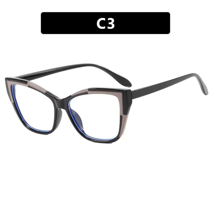 Lunettes de vue œil de chat pour femmes, verres plats, anti-lumière bleue, à la mode