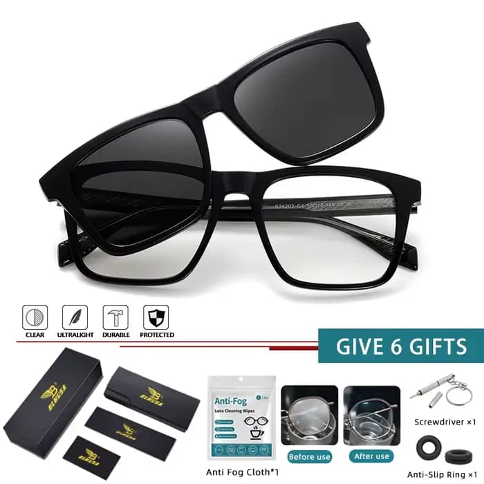 BLMUSA carré grand cadre 2-en-1 lunettes magnétiques hommes mode optique multifocale Prescription lu
