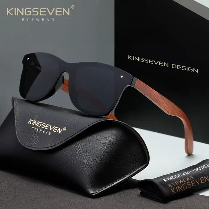 Lunettes de soleil classiques en bois de la marque KINGSEVEN pour hommes/femmes, sans monture, polar
