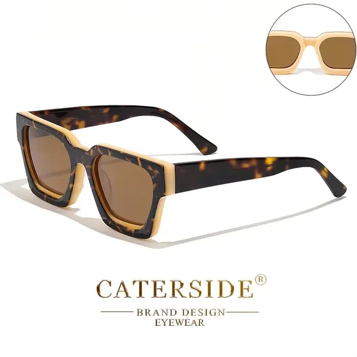 CATERSIDE – lunettes de soleil carrées polarisées rétro pour hommes et femmes, monture en acétate de