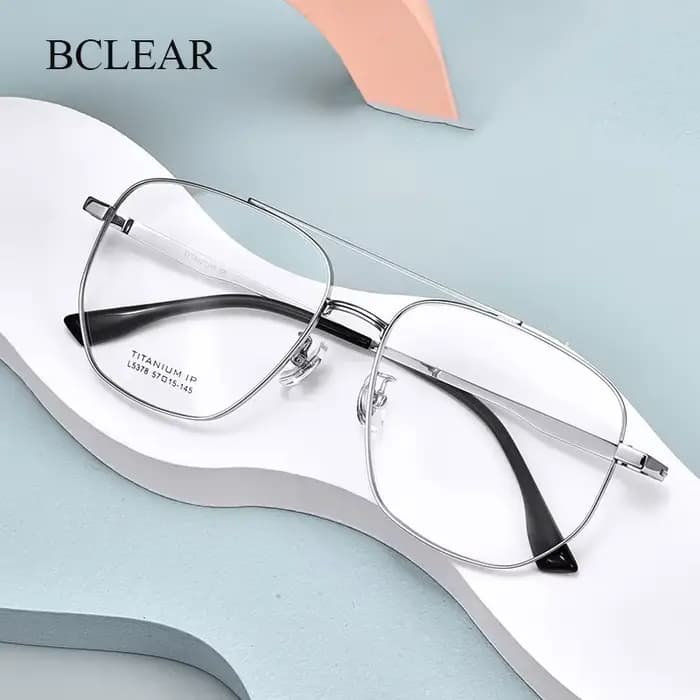 BCLEAR Desgin pur titane hommes classique Double pont lunettes cadre optique luxe Ultra léger lunett