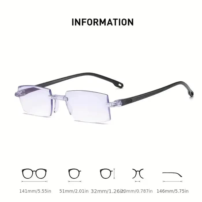 Paquet de 14 lunettes de lecture sans monture de style vintage – Cadre rectangulaire, bloquant la lu