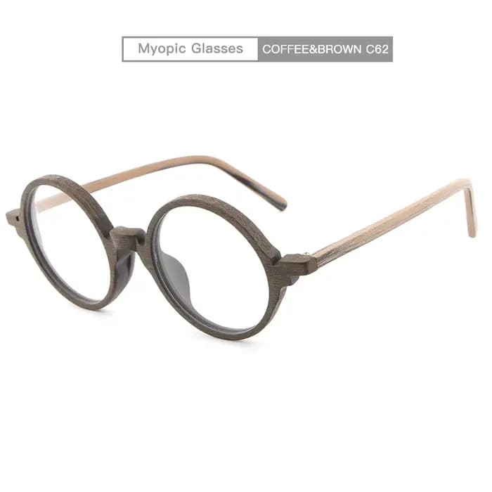 Lunettes de myopie avec monture en bois pour hommes et femmes, verres transparents, design de marque