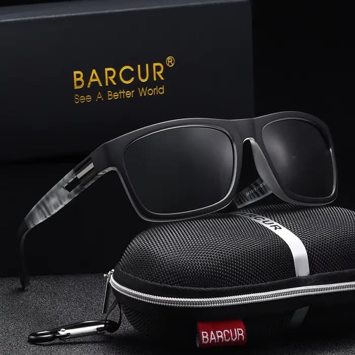 BARCUR-Lunettes de soleil polarisées de sport pour hommes, revêtement TAC coloré, cadre PC antidérap