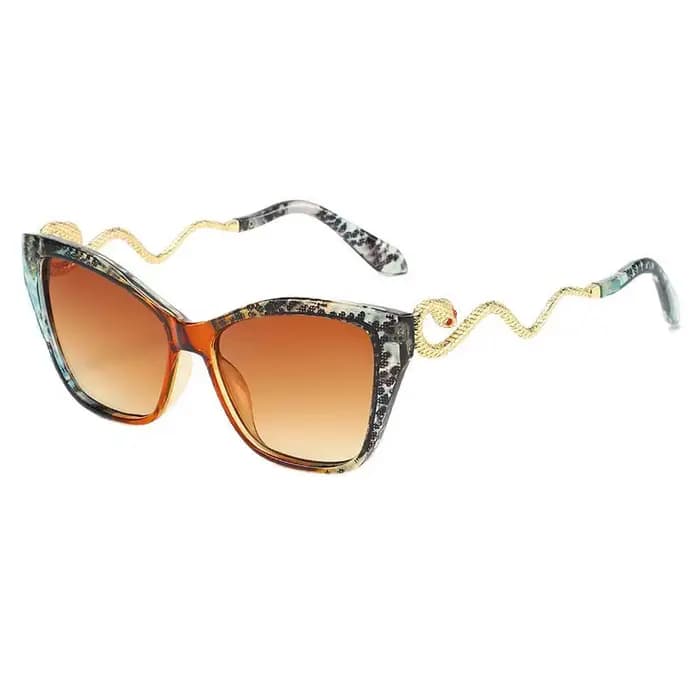 Lunettes de soleil œil de chat à motif serpent pour femmes, branches serpentines, verres dégradés, s