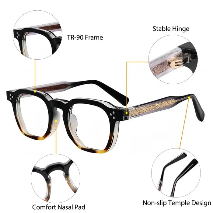 Caterside Nouvelles Lunettes Carrées Plates pour Hommes et Femmes, Monture Rétro en TR, Lunettes de