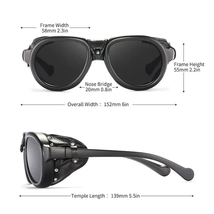 KDEAM luxe Steampunk pilote lunettes de soleil hommes et femmes en cuir souple bouclier lunettes UV4