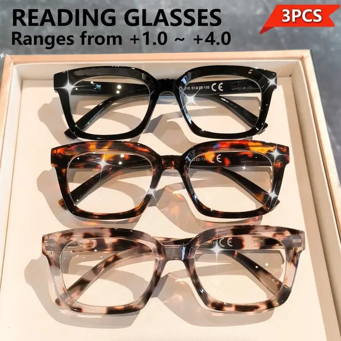 Lunettes de lecture vintage 3 pièces pour femmes et hommes – Utilisation quotidienne et formelle, lu