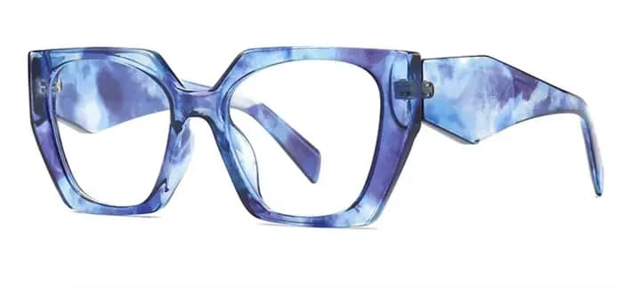 Unique Purple Flower Computer Reading Glasses Women Brand Designer Large Polygon Square Ray Filter E