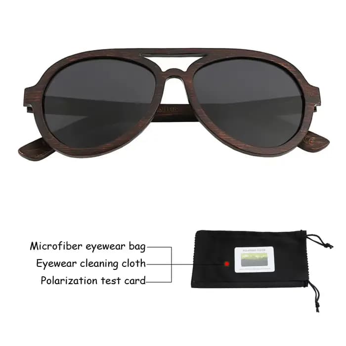 Lunettes de soleil en bois polarisées faites à la main pour hommes, lunettes de soleil Pilot, UV400