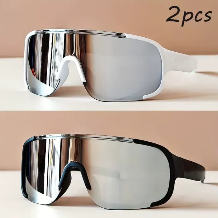 2 paires de lunettes de mode style technologie futuriste Y2K avec grande monture, adaptées aux homme