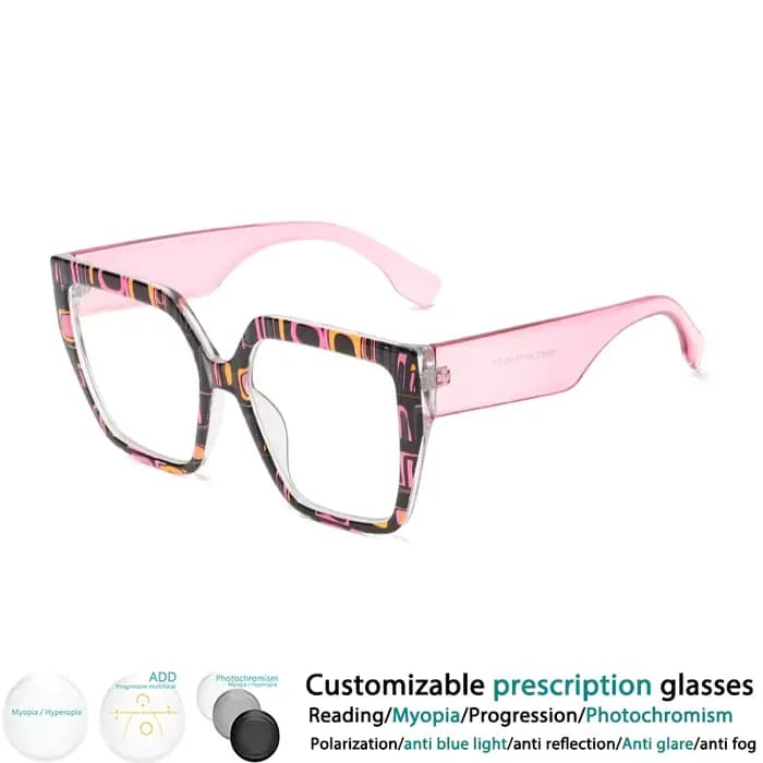 Lunettes de lecture carrées à grand cadre coloré pour femmes, lunettes presbytes en résine, grande t