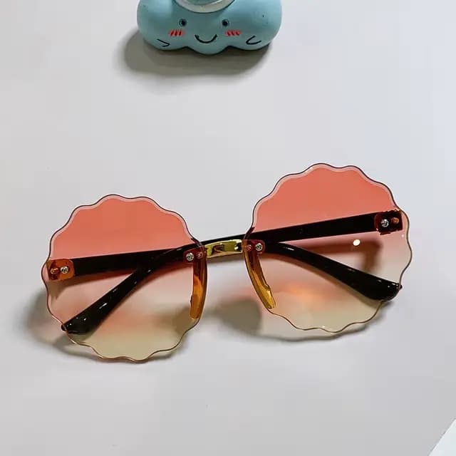 Lunettes de soleil rondes rétro pour enfants, lunettes de soleil de fête sans monture pour bébé, lun