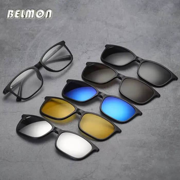 Belmon monture de lunettes hommes femmes avec 5 pièces pince sur lunettes de soleil polarisées lunet