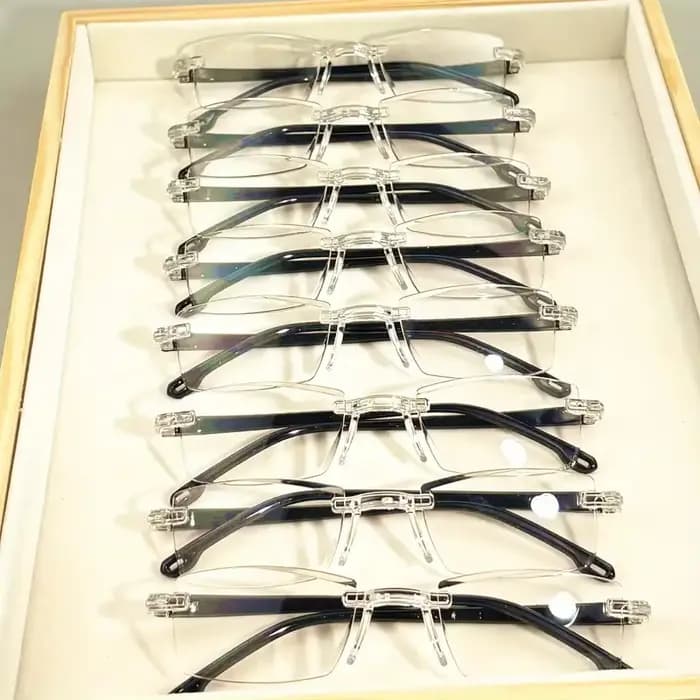 Paquet de 14 lunettes de lecture sans monture de style vintage – Cadre rectangulaire, bloquant la lu