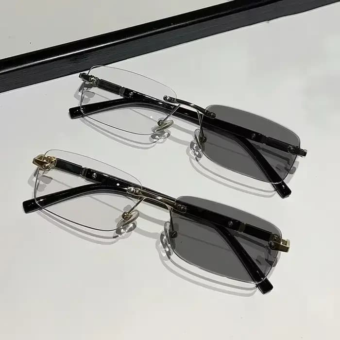 Lunettes de myopie photochromiques carrées sans bords pour hommes et femmes, Anti-UV, pour myopie, r