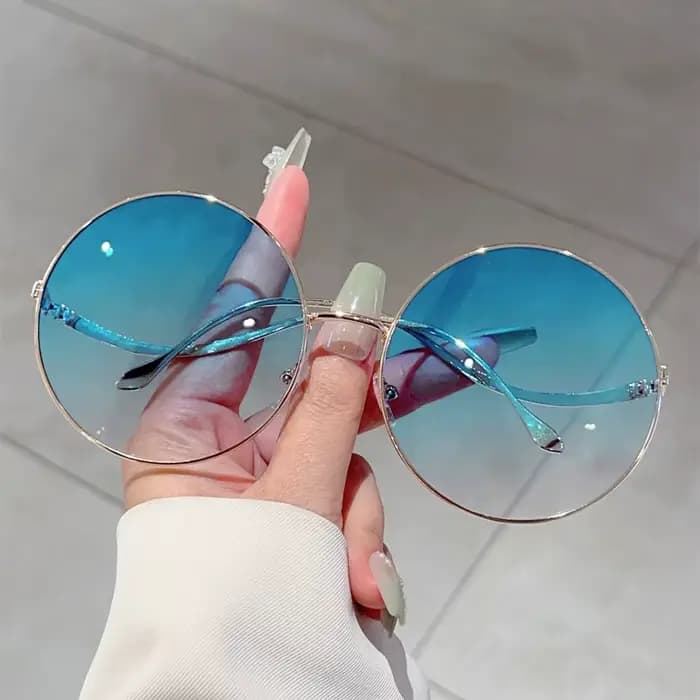 Lunettes de soleil rondes surdimensionnées pour femmes, nouvelle mode Vintage dégradé, rétro, tendan