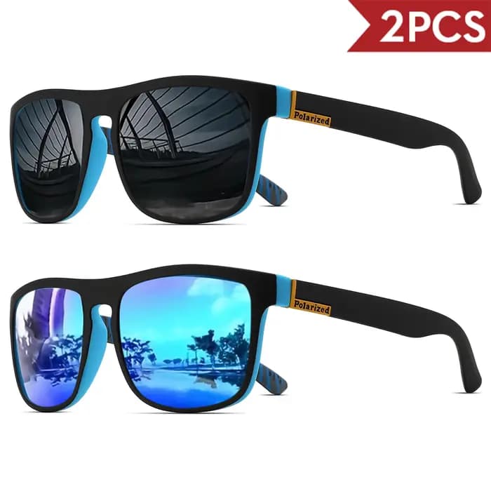 Lunettes de soleil de sport polarisées carrées classiques, monture PC légère UV400 pour la conduite,
