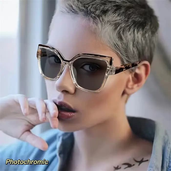 Lunettes polygonales surdimensionnées pour femmes, nouveau Design de marque, monture photochromique